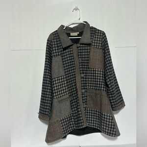 Paper Lace Wool Blend Plaid Patchwork Women's Jacket